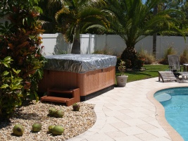 The final look of the spa cap on the hot tub